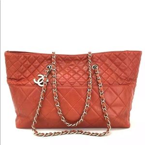 Chanel Red Lambskin In the Business XL Tote Bag